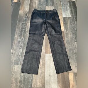 Escada Black Leather Lambskin Pants Size 40 (German) =US 8/10 Straight Leg